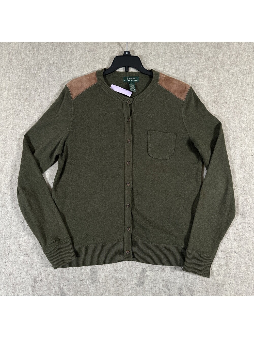 Vintage Lauren Ralph Lauren Sweater Womens Medium Green Cardigan Ladies Knit